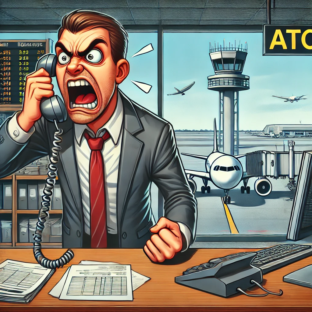 Angry airline manager yelling at ATC