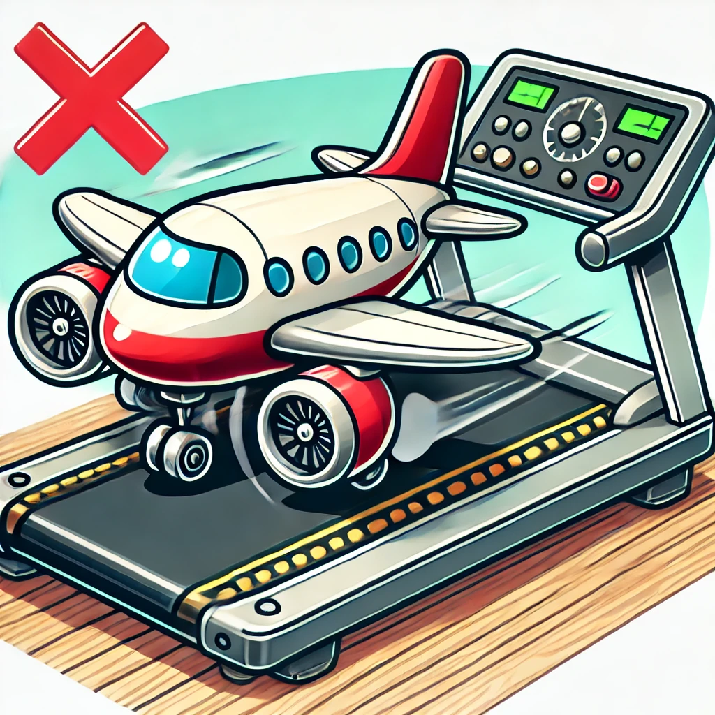 Aircraft on a treadmill will not take off