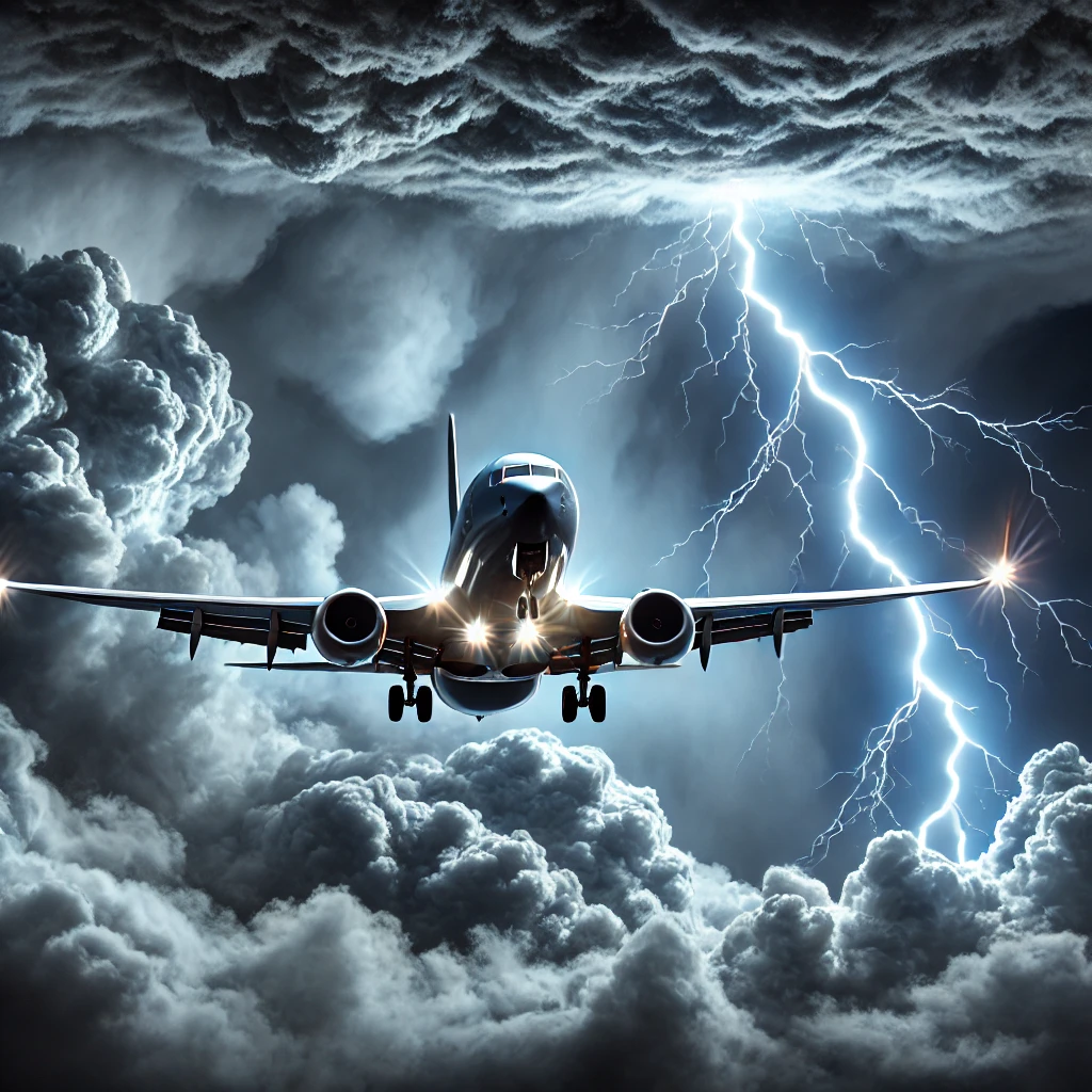 Aircraft hit by a lightning bolt